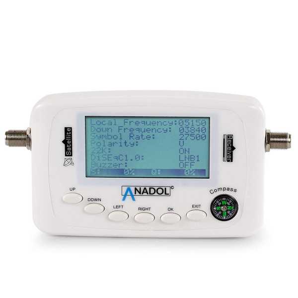 Anadol SF44 Digitaler Satfinder LCD Display Messgerät mit Kompass, Signalton Weiß
