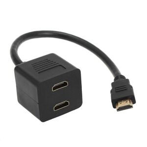 Shoppo Marte 30cm HDMI Splitter Adapter Y Verteiler Stecker mit 2 Kupplung Gel (Gold Plated)(Black)