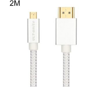 ULT-unite Gold-plated Head HDMI Male to Micro HDMI Male Nylon Braided Cable, Cable Length: 2m(Silver)