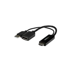 StarTech.com 4K 30Hz HDMI to DisplayPort Video Adapter w/ USB Power - 6 in - HDMI 1.4 (Male) to DP 1.2 (Female) Active Monitor Converter (HD2DP) - Adapterkabel - HDMI, USB (kun strøm) han til DisplayPort hun - 25.5 cm - sort - aktiv, 4K30 Hz (3840 x 2160)
