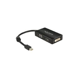 Delock Delock Adapter mini Displayport 1.1 male > VGA / HDMI / DVI female Passive - Video transformer - DisplayPort - DVI, HDMI, VGA - sort