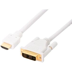 Guldbelagt Dvi - Hdmi Kabel I Hvid - 5 M