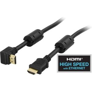 Deltaco HDMI 1.4-kabel, vinklet HDMI Type A han - HDMI Type A ha