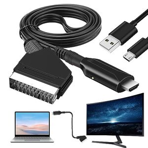 TnYoYo Adaptateur Convertisseur Péritel vers HDMI avec câble HDMI, Full HD  TV 720P/1080P Audio Vidéo Converter pour VHS, STB, PS3, PS2, Xbox, DVD