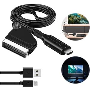 uhddadi Convertisseur péritel vers HDMI, Adaptateur péritel vers HDMI,  Convertisseur audio vidéo HD 1080P avec câble HDMI - Pour HDTV