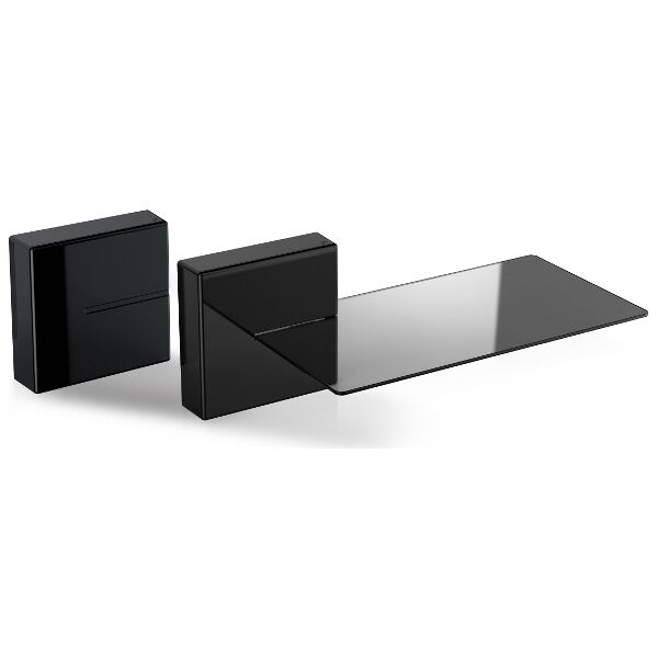 meliconi 480521 canalina passacavi coprifilo tv componibile 20x20 cm con mensola in vetro peso max 3 kg colore nero - 480521 - ghost cubes shelf