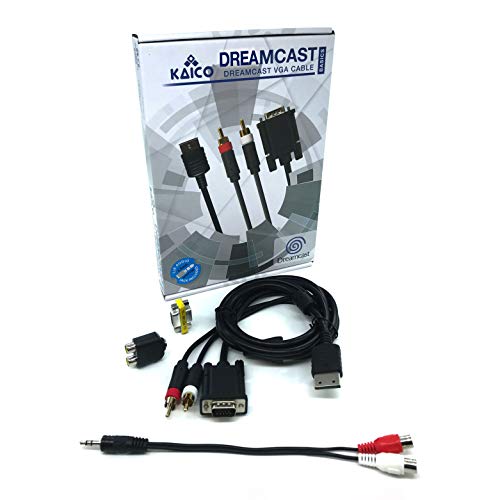 Kaico SEGA Dreamcast DC VGA High Definition RCA-kabel HD PAL/NTSC geluidsadapter – zorgt voor een betaalbare Dreamcast VGA-kabel voor HD-videoweergave en vervormingsvrije geluid.