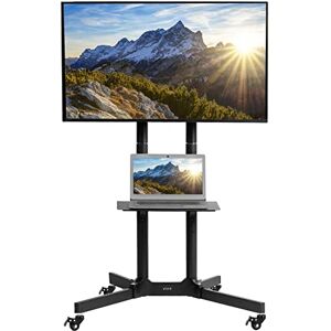 VIVO Mobile TV Cart for 32 to 83 inch Screens up to 50 kg, LCD LED OLED 4K Smart Flat and Curved Panels, Rolling Stand with Laptop DVD Shelf, Locking Wheels, Max VESA 600x400, Black, STAND-TV03E