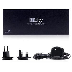 Cablesson HDelity 1x4 HDMI Splitter (1 input 4 output) WITH EDID (18G) - Active HDMI 2.0 Amplifier - Ultra HD, Full HD, UHD, 4K2K, HDR, 1080p 3D and ARC. For PS3/PS4, XboX One/360, BluRay, DVD, HDTV