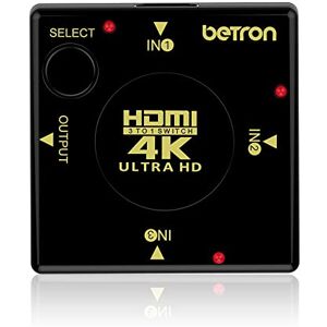 Betron HDMI Switch with 3 Input 1 Output Port Supports 4K 3D 1080P (3 Port)