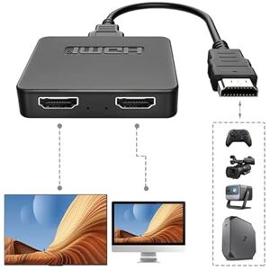 NEWCARE HDMI Splitter 1 in2 Out, HDMI Splitter 4K for Dual Monitors, 2 Port HDMI Splitter Support Two TVs at The Same Time, for HD 3D LED, LCD, TV