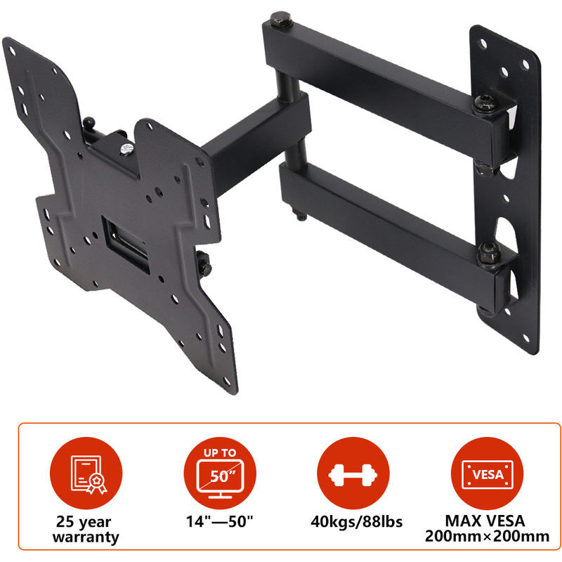 GREENBAY Monitor Wall Mount Bracket Swivel & Tilt for led Curved qled qe 4K lcd oled suhd uhd Monitor tv Wall Bracket Mount 14 - 50 up to 40kgs (Single Arm