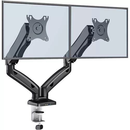 Symple Stuff Full Motion Gas Spring Dual Articulating/Extending Arm Universal Desktop Mount for 20" - 27" LCD Symple Stuff  - Size: 72cm H X 68cm W X 62cm D