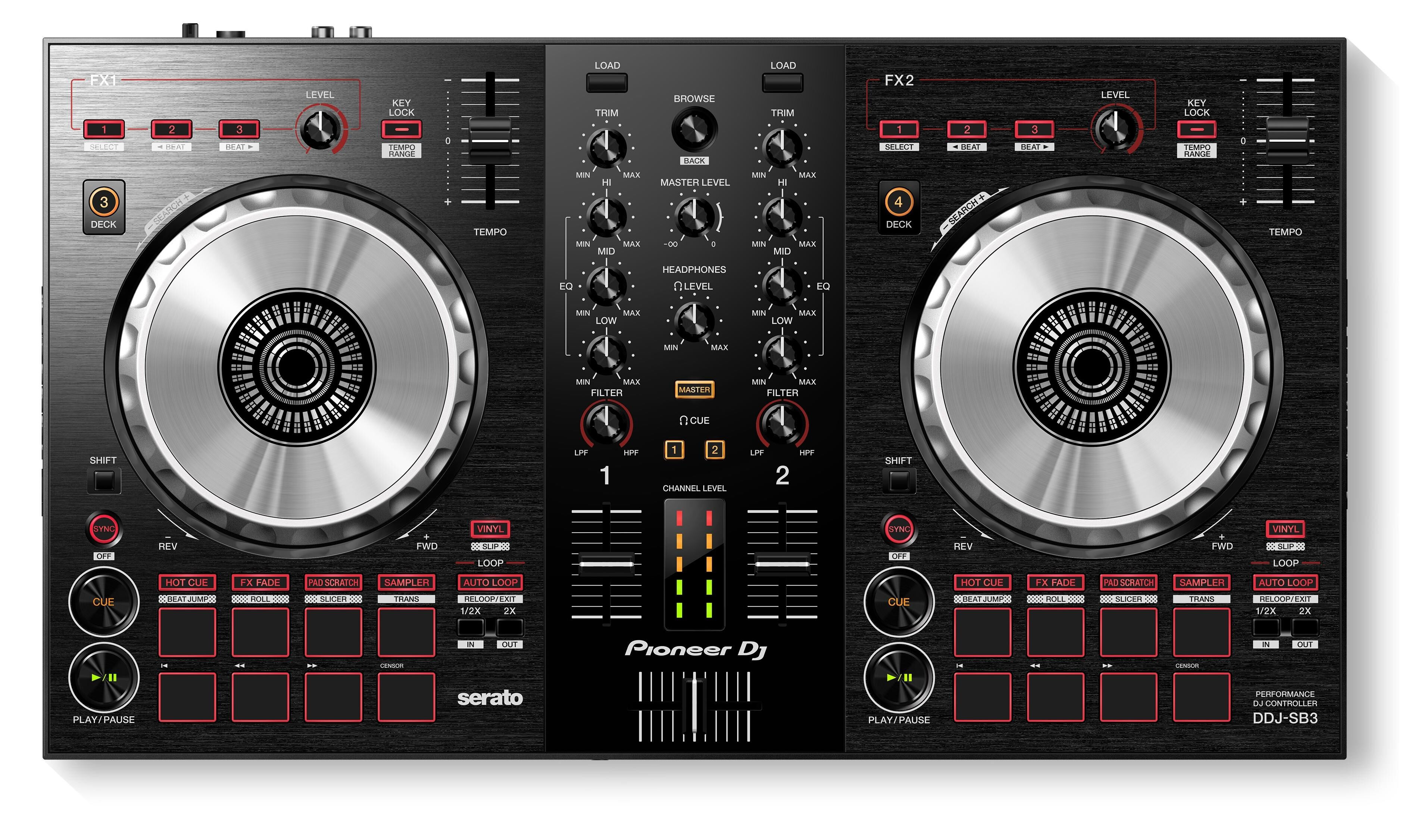 Pioneer DJ 2 Channel Controller Serato DJ Black DDJ-SB3