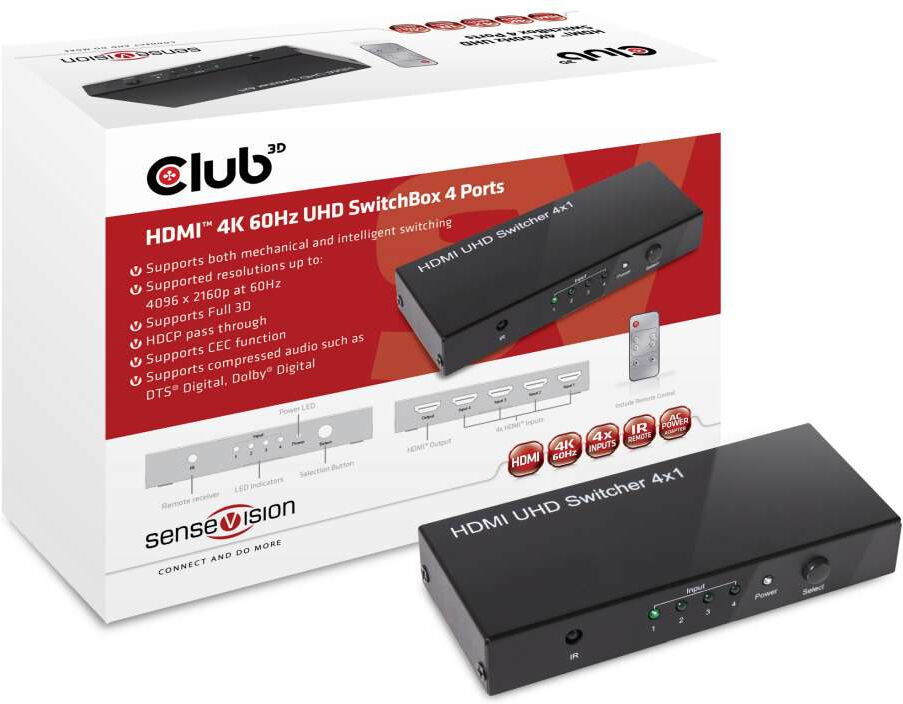 Club 3D HDMI 2.0 UHD SwitchBox 4 Ports