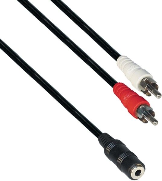 KD 3,5mm Stereo Jack (v) - Stereo Tulp (m) Kabel - 0,2 meter - Zwart