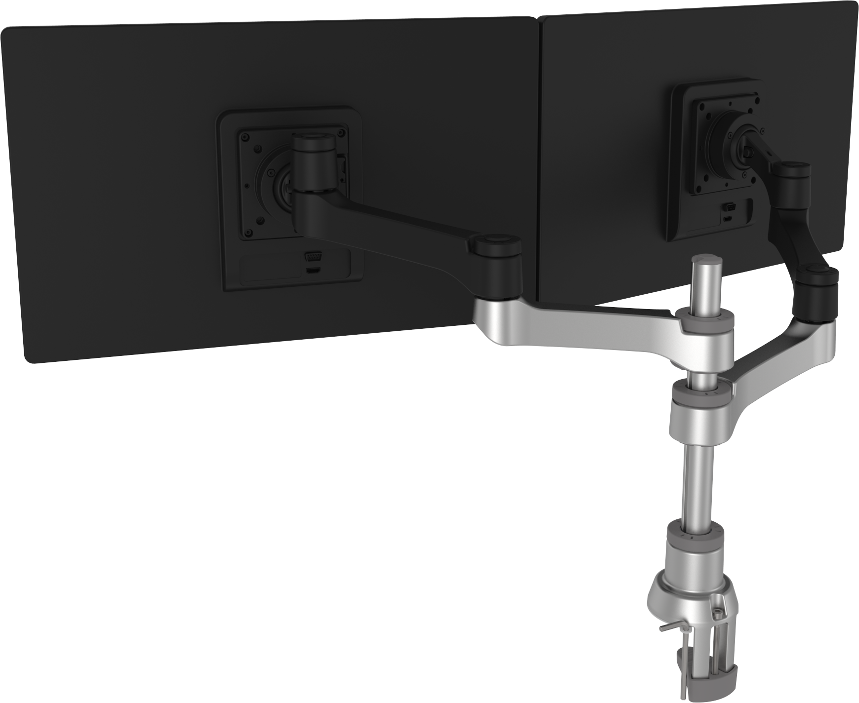 R-Go Zepher 4 Twin Monitor Arm, adjustable, silver