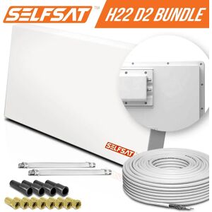 I DO IT Selfsat H22D2+ 2 TV Teilnehmer SAT Flachantenne FLAT + Fensterdurchführung + Kabel FULL HD 4K