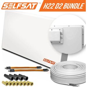 I DO IT Selfsat H22D2+ 2 TV Teilnehmer SAT Flachantenne FLAT + profi Fensterdurchführung + Kabel FULL HD 4K