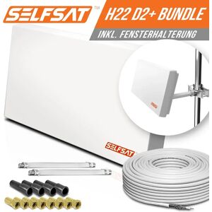 I DO IT Selfsat H22D2+ 2 TV Teilnehmer SAT Flachantenne FLAT + Fensterdurchführung FULL HD