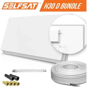 I DO IT Selfsat H30D1+ 1 TV Teilnehmer SAT Flachantenne FLAT + Fensterdurchführung + Kabel FULL HD 4K