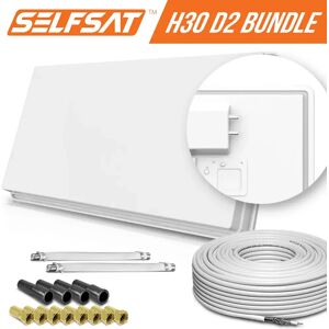 I DO IT Selfsat H30D2+ 2 TV Teilnehmer SAT Flachantenne FLAT + Fensterdurchführung + Kabel FULL HD 4K