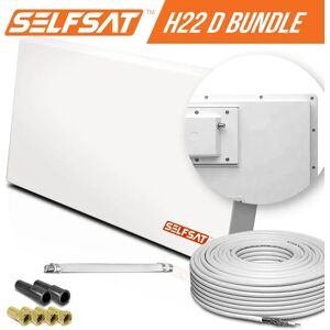 I DO IT Selfsat H22D1+ 1 TV Teilnehmer SAT Flachantenne FLAT + Fensterdurchführung + Kabel FULL HD 4K