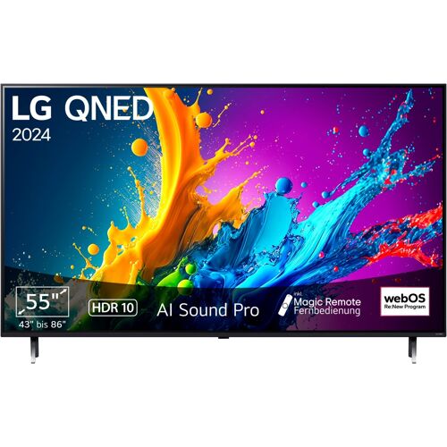 E (A bis G) LG QNED-Fernseher "55QNED80T6A" Fernseher schwarz 4k Fernseher
