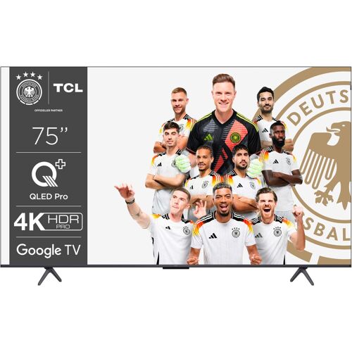 F (A bis G) TCL QLED-Fernseher "75C61BX1" Fernseher grau (titanium) LED Fernseher