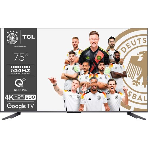 F (A bis G) TCL QLED-Fernseher "75T8BX1" Fernseher grau (titanium) LED Fernseher