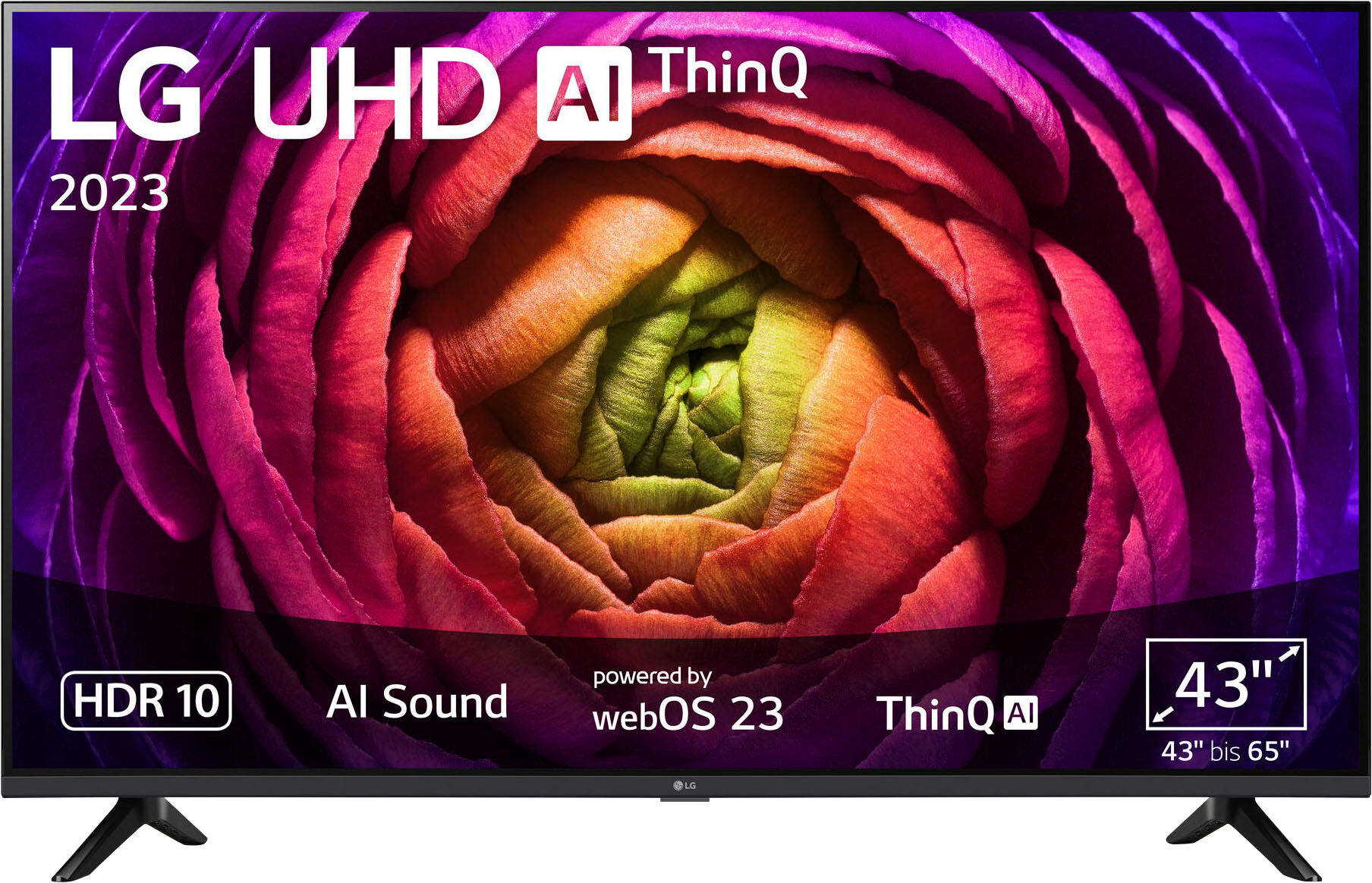 G (A bis G) LG LCD-LED Fernseher "43UR73006LA" UHD,α5 Gen6 4K AI-Prozessor,Direct LED,AI Sound,WebOS 23 schwarz LED Fernseher Bestseller