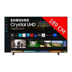 Samsung TV LED 4K 189 cm 75CU8005 Crystal 2023 - Publicité