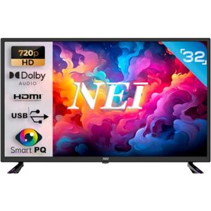 NEI Téléviseur 32 Pouces HD Ready TV 80 cm, télévision écran Plat avec Mode Hôtel, VESA Système, Tuner intégré, DVB-C DVB-T USB HDMI Jack 3.5mm SCART RF, CI+Slot, Noir - Publicité