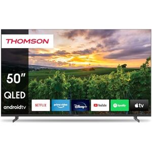 Thomson 50 Pouces (126 cm) QLED Téléviseur Smart Android TV (WLAN, HDR, Triple Tuner DVB-C/S2/T2, Commande Vocale, Netflix, Youtube, Prime Video, Disney+) 50QA2S13-2023 - Publicité