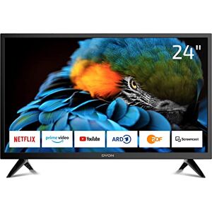 Dyon Smart 24 XT Téléviseur 60 cm (24 Pouces) (HD Smart TV, HD Triple Tuner (DVB-C/-S2/-T2), Prime Video, Netflix, Youtube & HbbTV, WLAN, Mode hôtel), Noir - Publicité