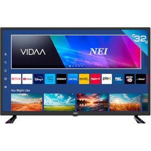 NEI Téléviseur 32 Pouces Smart TV 80 cm, HD Ready, télévision écran Plat avec VIDAA OS, Wi-FI, Netflix, Youtube, Prime Video, Disney Plus, Audio Dolby, Mode Hôtel, Noir - Publicité