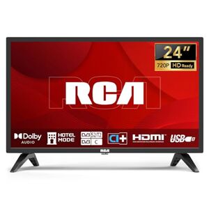 RCA Téléviseur 24 Pouces (TV 60 cm) LED HD pour Chambre Cuisine avec Triple Tuner (DVB-T/T2-C-S/S2), HDMI, VGA, Lecteur Multimédia USB, CI+, Modèle Hôtel (NRB24HF1, 220 Volts) - Publicité