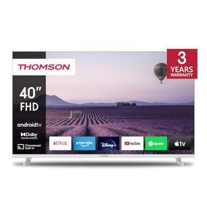 Thomson 40 Pouces (101 cm) FHD LED Téléviseur Smart Android TV (WLAN, HDR, Triple Tuner DVB-C/S2/T2, Commande Vocale, Netflix, Youtube, Prime Video, Disney+) 40FA2S13W 2023 - Publicité