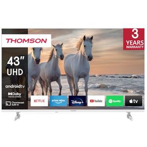 Thomson 43UA5S13W-2023 Téléviseur UHD Blanc Smart Android TV (WiFi, HDR, Triple Tuner DVB-C/S2/T2, Commande Vocale, Netflix, Youtube, Prime Video, Disney+) 43UA5S13W-2023.. Publicité