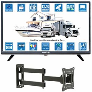 Unispectra ® 22 Pouces LED Full HD TV 12V / 220V (Volts) Tuner TNT et Sat, USB, HDMI. TV 12v Camping Car, Petite Television pour Camion, Caravane, Bateau, télé pour Cuisine - Publicité