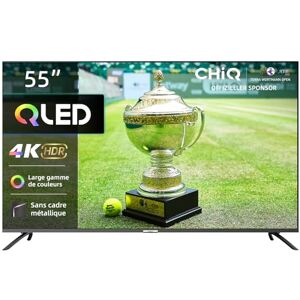 CHIQ 55 Pouces 4K QLED Smart TV, UHD Wide Color Gamut avec HDR, télécommande à Commande vocale, Chromecast intégré, Dolby Audio, DBX-TV, Bluetooth 5.0, Wi-FI Double Bande, U55QM8E Modèle 2023 - Publicité