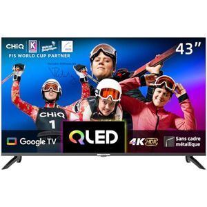 CHIQ 43 Pouces 4K QLED Smart TV, UHD Wide Color Gamut avec HDR, Chromecast intégré, Dolby Audio, DBX-TV, Bluetooth 5.0, Wi-FI Double Bande, U43QM8E Modèle 2023 - Publicité