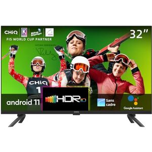 CHIQ L32G7L,32 Pouces, Télévision Android 11 Bord Ultra Fin, HDR, DBX-TV, Smart TV, Netflix, Prime Video, Youtube, Wi-FI 2.4/5G, Bluetooth, Chromecast, Google Assistant - Publicité