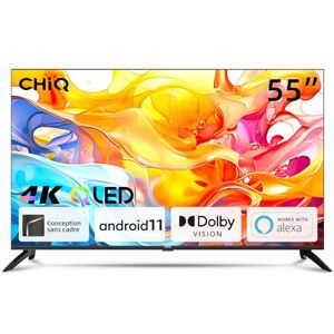 CHIQ TV Intelligente U55QH7C,55 Pouces, 4K QLED, Dolby Vision HDR10, Conception sans Cadre, Fonctionne avec Alexa, Netflix, Prime Video, Google Play, BT5.0, HDMI2.0, USB2.0, Noir 2023 - Publicité