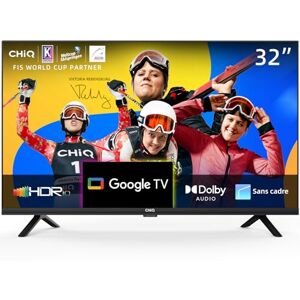 CHIQ L32G7V 32 Pouces 2K FHD Frameless, HDR, DBX-TV, Smart TV, Netflix/Prime Video/Youtube, 2.4/5G Wi-FI, Bluetooth, Chromecast, Google Assistant, DVB-T/T2/S2, Noir - Publicité