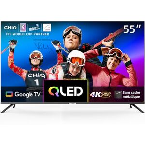 CHIQ 55 Pouces 4K QLED Smart TV, UHD Wide Color Gamut avec HDR, télécommande à Commande vocale, Chromecast intégré, Dolby Audio, DBX-TV, Bluetooth 5.0, Wi-FI Double Bande, U55QM8E Modèle 2023 - Publicité