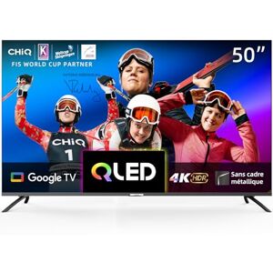 CHIQ 50 Pouces 4K QLED Smart TV, UHD Wide Color Gamut avec HDR, télécommande à Commande vocale, Chromecast intégré, Dolby Audio, DBX-TV, Bluetooth 5.0, Wi-FI Double Bande, U50QM8E Modèle 2023 - Publicité