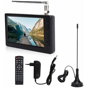 ciciglow TV portable rechargeable de 5", 1080p HD TV 1500 mAh Petit téléviseur numérique avec antenne prend en charge MKV/MOV/AVI/WMV/MP4/FLV/MPEG1-4/MP3, téléviseur analogique numérique - Publicité