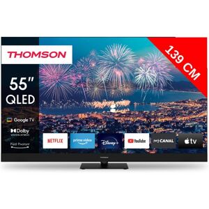 Thomson TV QLED 4K 139 cm 55QG6C14 QLED Plus Google TV avec barre de son Gris clair/anthracite - Publicité