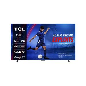 TV QLED Mini LED TCL 98C805 248 cm 4K UHD Google TV Aluminium brossé Aluminium brossé - Publicité